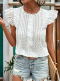 SMALL FLYING SLEEVE ROUND NECK SHIRT TOP