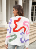 Round Neck Geometry Loose Sweater