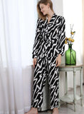 FASHION ZEBRA PATTERN LONG SLEEVE SUIT PAJAMAS