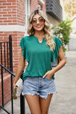 SOLID COLOR U-NECK SHORT SLEEVE LOOSE T-SHIRT