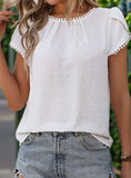 SHORT-SLEEVED LACE STITCHING TOP SHIRT