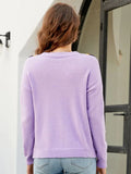CASUAL LOOSE LONG SLEEVE V-NECK KNITTING SWEATER