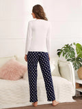 FASHION LONG-SLEEVED TOP POLKA-DOT TROUSERS PAJAMAS SUIT