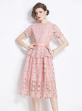 SLIM LACE SHORT SLEEVE DRESS