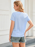 HOLLOW V-NECK CASUAL T-SHIRT