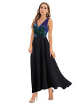 OPEN-BACK CHIFFON SEQUINED DRESS