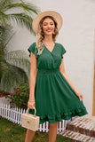 V-NECK CASUAL SHORT-SLEEVED DRESS