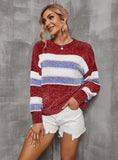 CLASSY CREWNECK STRIPED KNITTED SWEATER