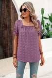 Chiffon Wool Short Sleeve Square Collar Shirt