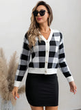 CLASSY RETRO CONTRAST CHECK SWEATER COAT