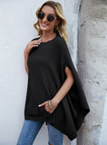 FASHION LOOSE BAT SLEEVE SHAWL SWEATER