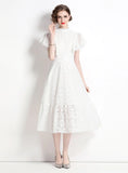 LACE WHITE SHORT SLEEVE DRESS
