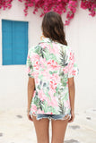 WRINKLED SHORT SLEEVE PLEATED LAPEL PRINTED SHIRT