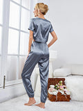 FASHION SILK-LIKE SHORT TOP TROUSERS SUIT