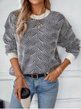 Loose Long-sleeved Contrast Vintage Striped Sweater