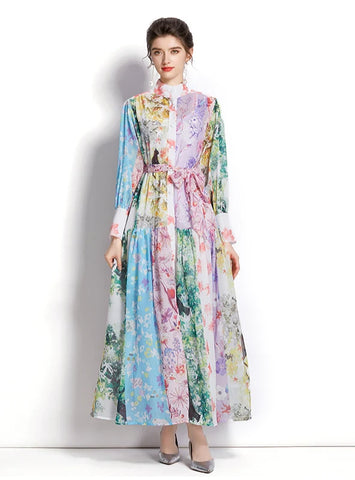 LONG SLEEVE PRINTED SHIRT LONG DRESS