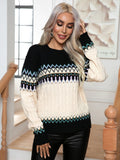 FASHION JACQUARD RETRO LONG-SLEEVED KNITTED PULLOVER SWEATER