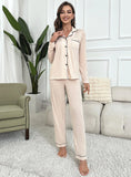 FASHION SOLID COLOR LONG SLEEVE HOME SUIT