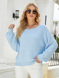 CLASSY LONG SLEEVE ROUND NECK KNITTED LOOSE SWEATER