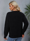 CLASSY CASUAL BLACK ROUND NECK LETTER SWEATER