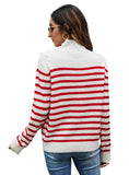 STYLISH STRIPED LOOSE LONG-SLEEVED STAND-UP SWEATER