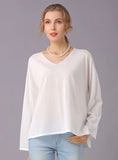 FASHION V-NECK LONG-SLEEVED SOLID COLOR SWEATER