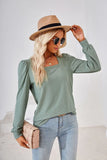 SOLID COLOR JACQUARD LONG SLEEVE T-SHIRT