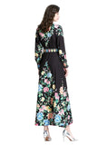 LONG SLEEVE LANTERN SLEEVE LONG PRINTED DRESS