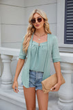 SOLID COLOR STITCHING BUTTON SHORT SLEEVE T-SHIRT