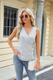 SOLID COLOR V-NECK BUTTON SLEEVELESS VEST