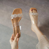 TRANSPARENT THICK-HEELED SLIPPERS