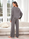 CLASSY SOLID COLOR LONG SLEEVE PAJAMAS SUIT