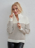 CLASSY LEISURE STRIPE LONG-SLEEVED SWEATER