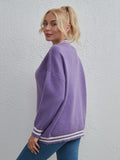 FASHION SOLID COLOR ROUND NECK STRIPED TOP SWEATER