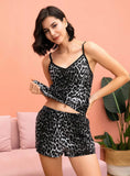 FASHION SUMMER LEOPARD SLING PAJAMA SET