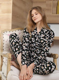 FASHION PLANT PRINTED LONG-SLEEVED TWO-PIECE SUIT