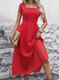 RED SLEEVELESS STRAP LONG DRESS