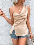 DIAGONAL SHOULDER PLEATED CHAIN TOP
