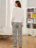 FASHION LONG SLEEVE LEOPARD PRINT PAJAMAS TWO-PIECE SUIT