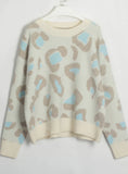 CLASSY MATCHING COLOR LEOPARD CREWNECK SWEATER