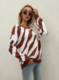 Women Round Neck Striped Sweater