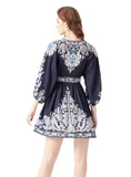 PALACE STAND-UP LANTERN SLEEVE PRINTED DRESS