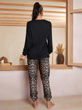 FASHION LONG SLEEVE LEOPARD PAJAMAS SUIT