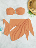 TUBE TOP THREE-PIECE BEACH BIKINI