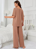 FASHION SOLID COLOR SHORT-SLEEVED PAJAMAS TWO-PIECE SUIT