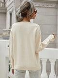FASHION SOLID COLOR PULLOVER LOOSE BUTTONS SWEATER