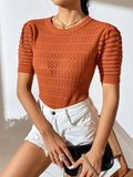 PULLOVER SHORT SLEEVE SOLID COLOR SWEATER