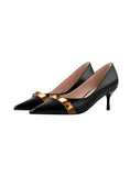 THIN HEELS METAL BUTTON POINTED SHOES