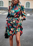 WOMEN PRINTED LONG-SLEEVED DRESS