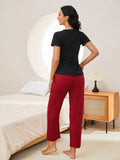 FASHION HEART-SHAPED PRINTED SHORT-SLEEVED PAJAMAS SET